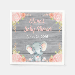 Rosa elefantbaby showerservetter pappersservett