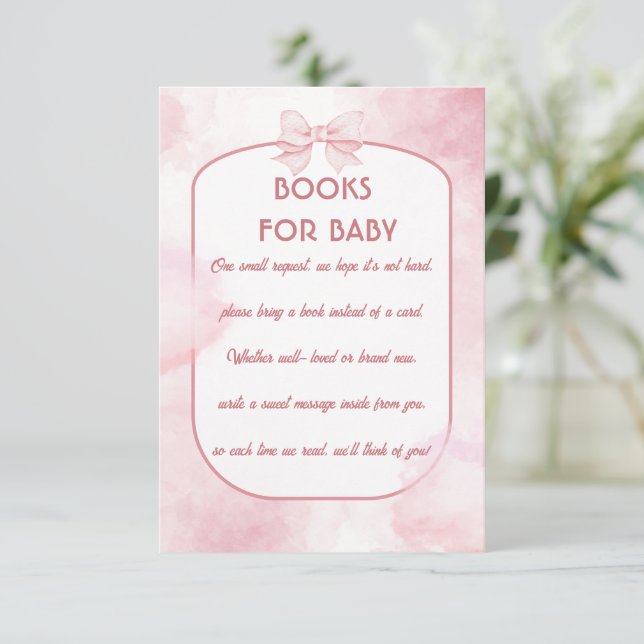Rosa elefantböcker för baby shower infogningskort tack kort (Stående Fram)