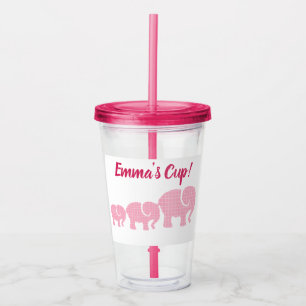 Rosa elefanter med anpassad Namn Take Away Mugg