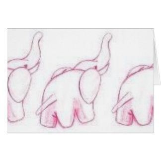 Rosa elefanter på parad hälsningskort