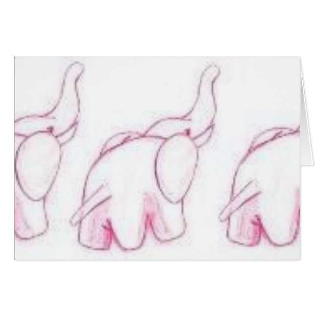 Rosa elefanter på parad hälsningskort (Framsidan Horizontal)