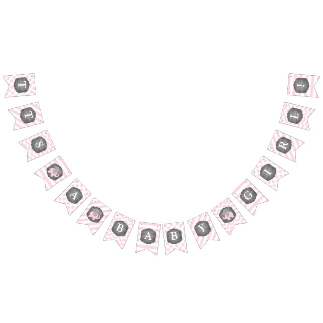 Rosa elefantflickababy shower vimplar (Alla)