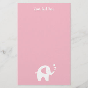 Rosa elefantflickans baby shower-papperi brevpapper