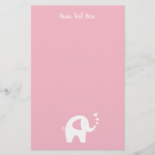 Rosa elefantflickans baby shower-papperi brevpapper (Framsida)