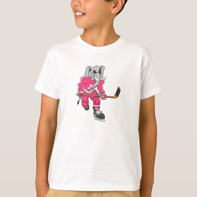 Rosa elefanthockeyspelare t-shirt (Framsida)