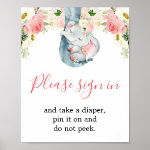 rosa, elefantskylt i papperskorgen poster