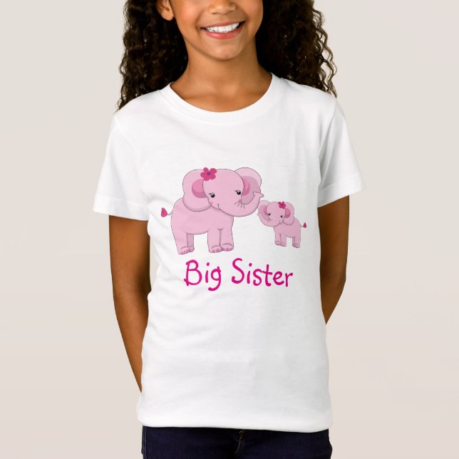 Rosa elefantstorasyster tee shirt (Framsida)