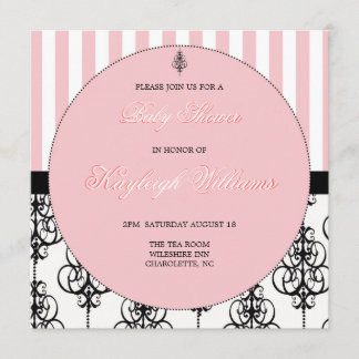 Rosa elegansbaby shower inbjudningar