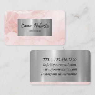 Rosa Elegant Alcohol Bläck Design Guld Glitter Visitkort