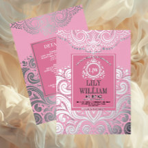Rosa Elegant Art Deco Diamant Monogram Bröllop