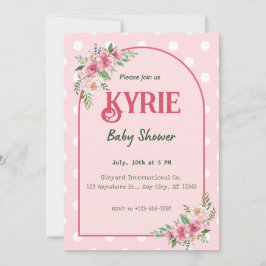 Rosa Elegant Baby Shower Inbjudningar