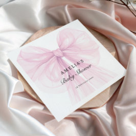 Rosa elegant baby shower med mjuk spetsbåge pappersservett