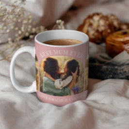 Rosa elegant - båge med flera foto, bästa morsa kaffemugg