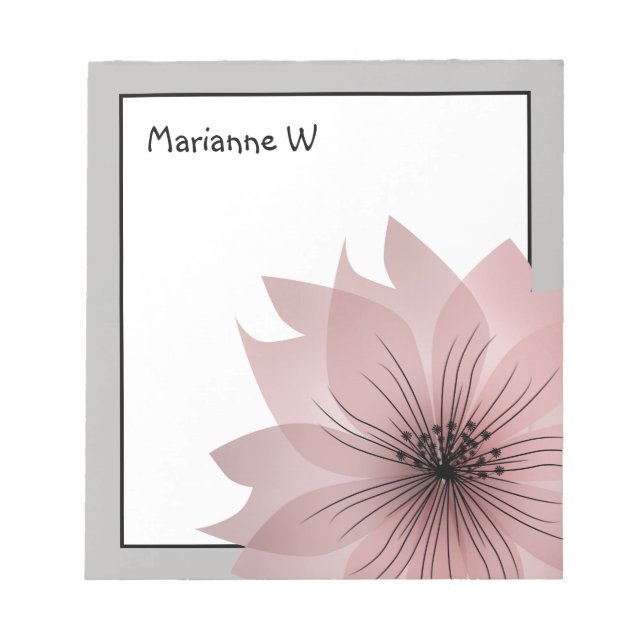 Rosa elegant-blomma anteckningsblock (Framsida)