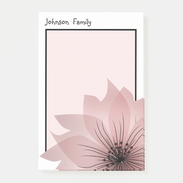 Rosa elegant-blomma post-it block (Framsida)