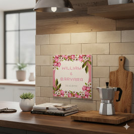 Rosa Elegant Blommig Keramisk Kakeldesign Kakelplatta