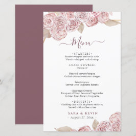 Rosa Elegant Blommig Vanilj Bröllopsmeny