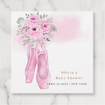 Rosa Elegant Blommigt Ballerina Shoes Baby Shower