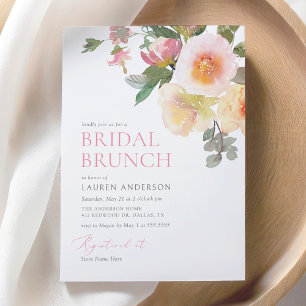 Rosa Elegant Blommigt Möhippa Brunch Inbjudningar