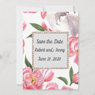 Rosa Elegant Blommigt Pearls Spara Datumet