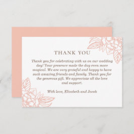 Rosa elegant blommor.  enkel blommigt bröllop tack kort