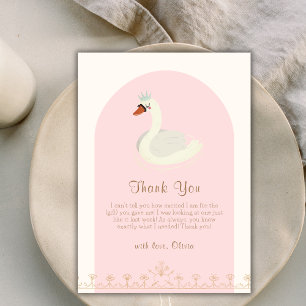 Rosa Elegant Boho Arch Princess Svan Baby Shower Tack Kort