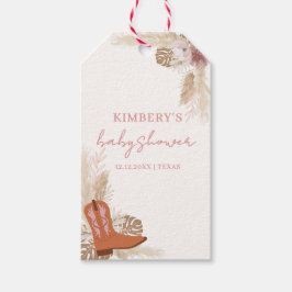 Rosa Elegant Boho Cowgirl Boots Pampas Baby Shower Presentetikett