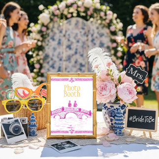 Rosa Elegant Bro Fotobås Skylt Inbjudningar