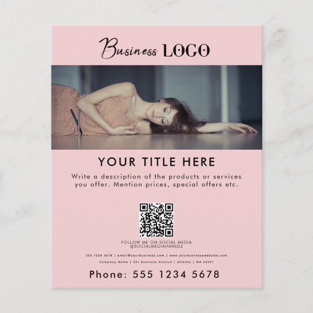 Rosa Elegant Business Promotional Simple Photo Flygblad (Framsidan)