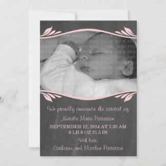 Rosa Elegant Chalkboard Baby meddelande
