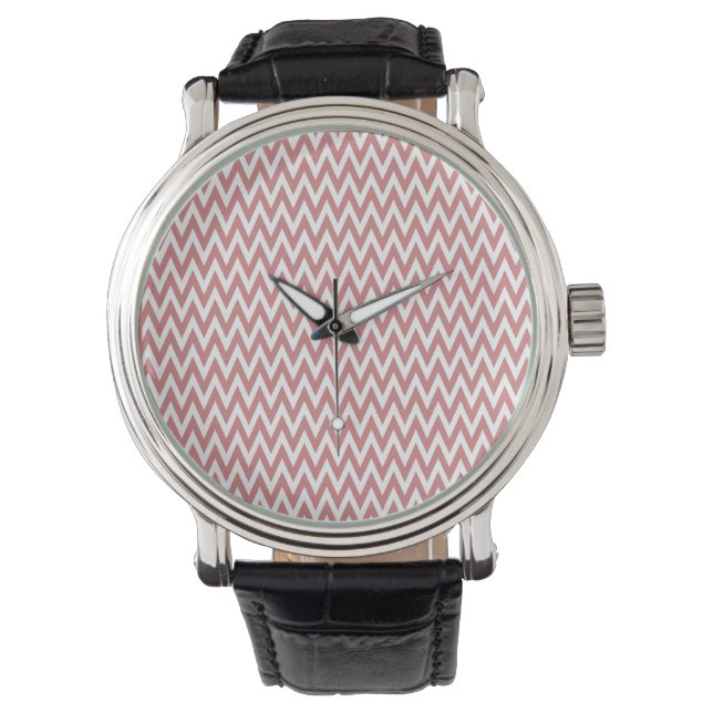 Rosa Elegant Chevron Design Armbandsur (Framsida)