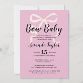 Rosa elegant coquette bow Baby Shower Inbjudningar