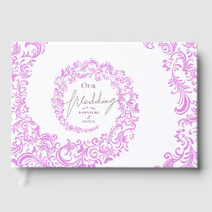 Rosa Elegant Damask Bröllop Gästböcker