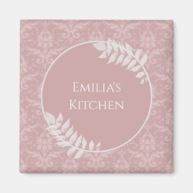 Rosa Elegant Damask Magnet (Framsidan)