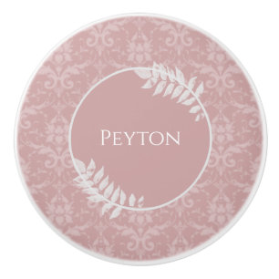 Rosa Elegant Damask Personlig Ceramic Knob Knopp