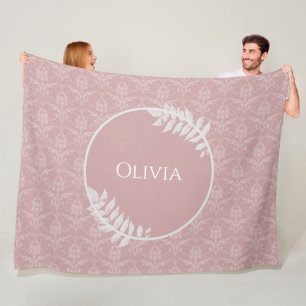 Rosa Elegant Damask Personlig Fleece Blanket