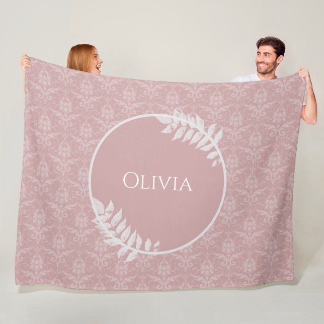 Rosa Elegant Damask Personlig Fleece Blanket (På plats)
