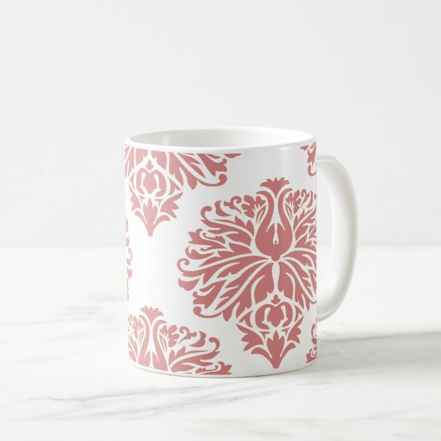 Rosa Elegant Damaskkaffe Mugg (Framsida höger)
