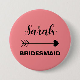 Rosa elegant & enkel anpassad namn brudtärna knapp