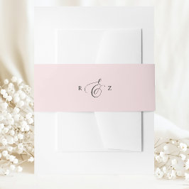 Rosa elegant enkel monogram bröllop band för inbjudningskort