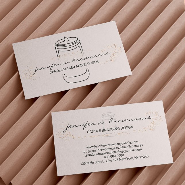Rosa elegant enkel sojaljus visitkort (Blush Pink elegant simple soy candle Business Card)