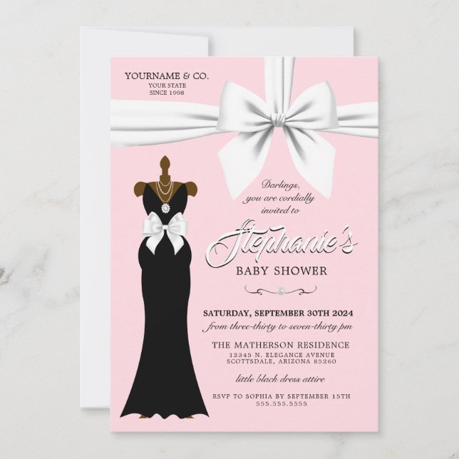 Rosa Elegant Ethnic Girly Tiffany Baby Shower Inbjudningar (Framsida)