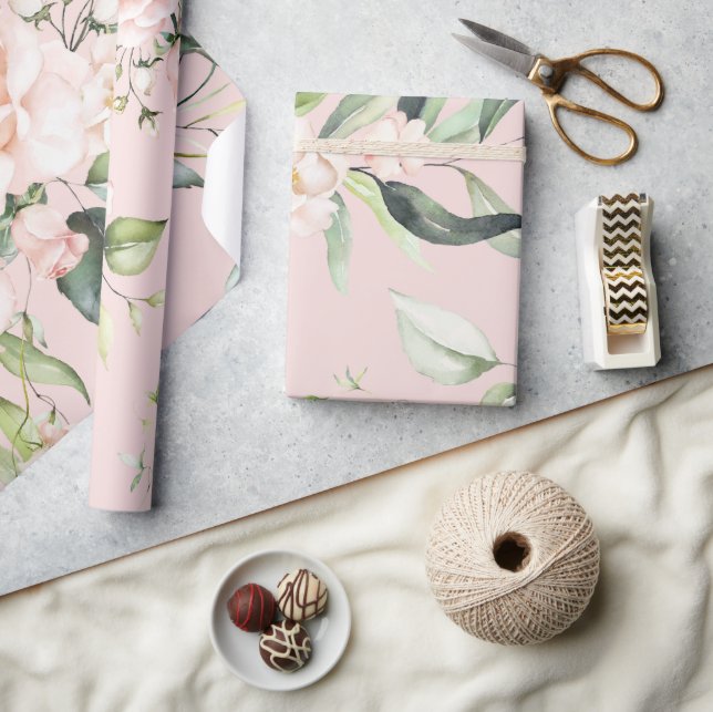 Rosa Elegant Eucalyptus Greenery Bröllop Presentpapper (Hantverk)