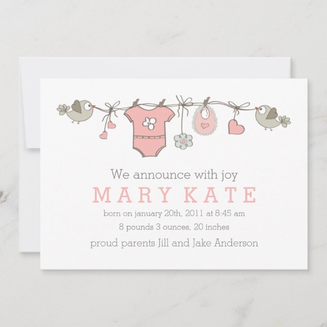 Rosa elegant flicka-utlysning av kläder meddelande (Framsida)