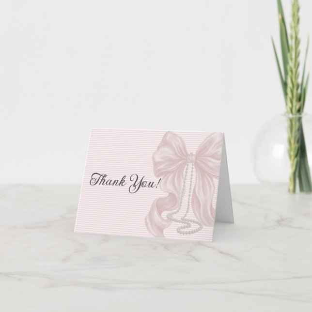 Rosa elegant flickig baby shower  tack kort (Framsida)