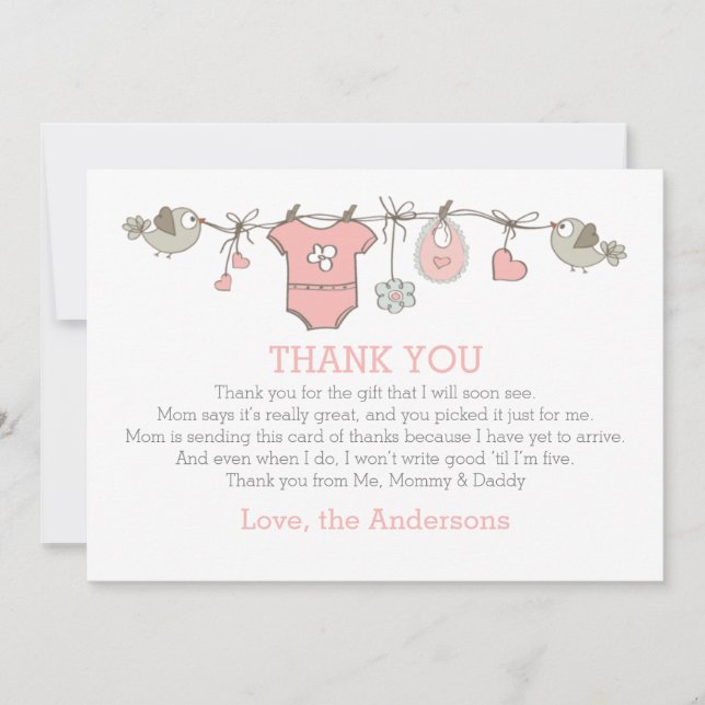 Rosa elegant flickkläder tack vare BABY SHOWER (Framsida)