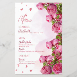 Rosa Elegant Flowers Bröllop Menus