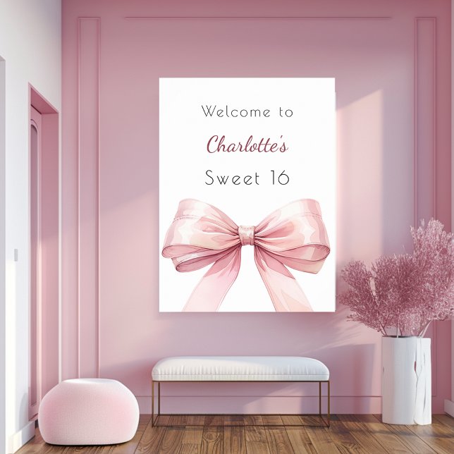 Rosa elegant för båge Söt 16 välkommen Poster (Skapare uppladdad)