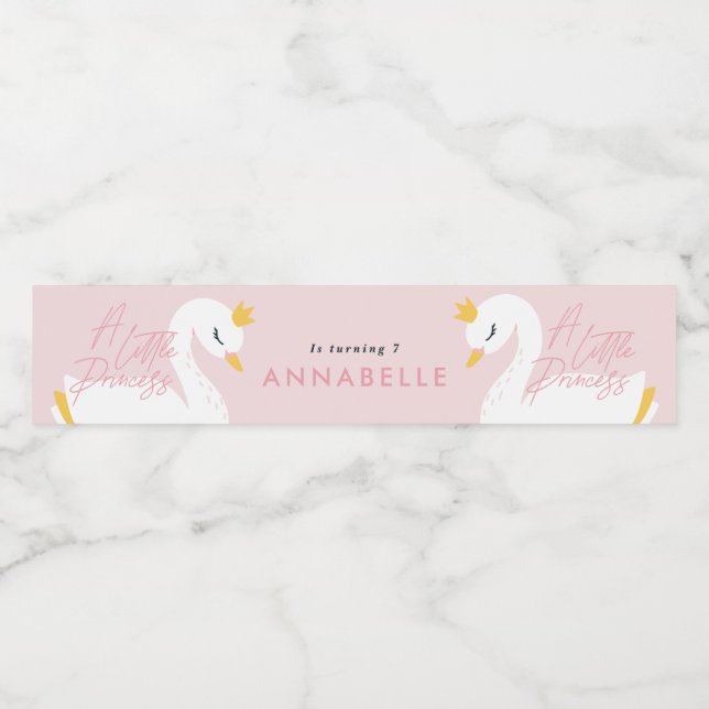 Rosa elegant foto vacker svan party favo vattenflaska etikett (Singel etikett)
