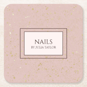 Rosa Elegant Guld Glitter Nail Salon Manikurist Underlägg Papper Kvadrat